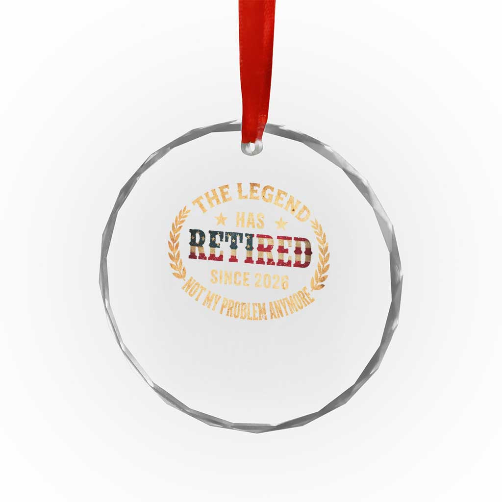 Retirement Gifts For Men 2026 Crystal Glass Ornament The Legend Has Retired Retired Not My Problems Anymore US Flag