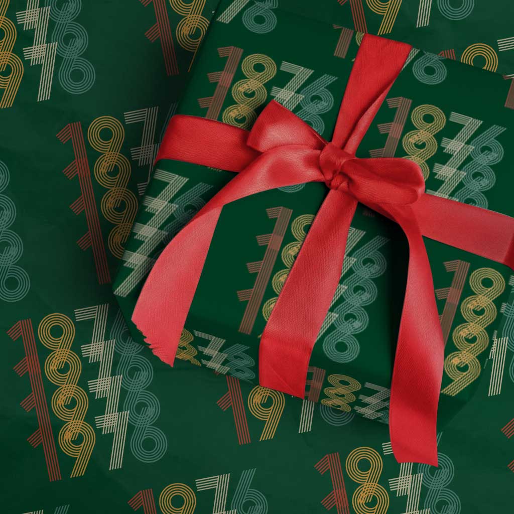 Retro 1976 Multi Line Neon Pop Typography Wrapping Paper Roll Vintage 50th Birthday Gift