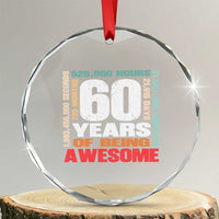 Retro 60 Years Of Being Awesome Crystal Glass Ornament 60th Birthday Gift Idea