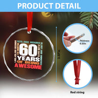 Retro 60 Years Of Being Awesome Crystal Glass Ornament 60th Birthday Gift Idea