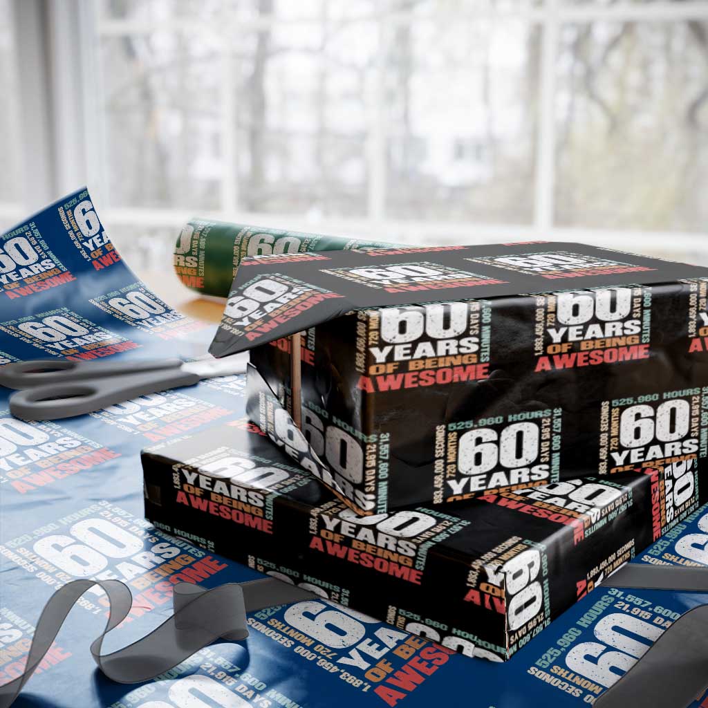Retro 60 Years Of Being Awesome Wrapping Paper Roll 60th Birthday Gift Idea