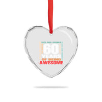 Retro 60 Years Of Being Awesome Heart Crystal Glass Ornament 60th Birthday Gift Idea