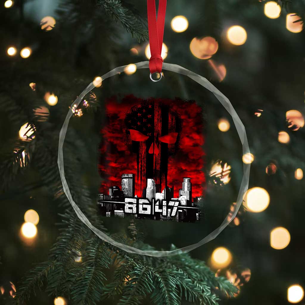 Retro 8647 Crystal Glass Ornament Vintage USA American Flag Skull - Wonder Print Shop