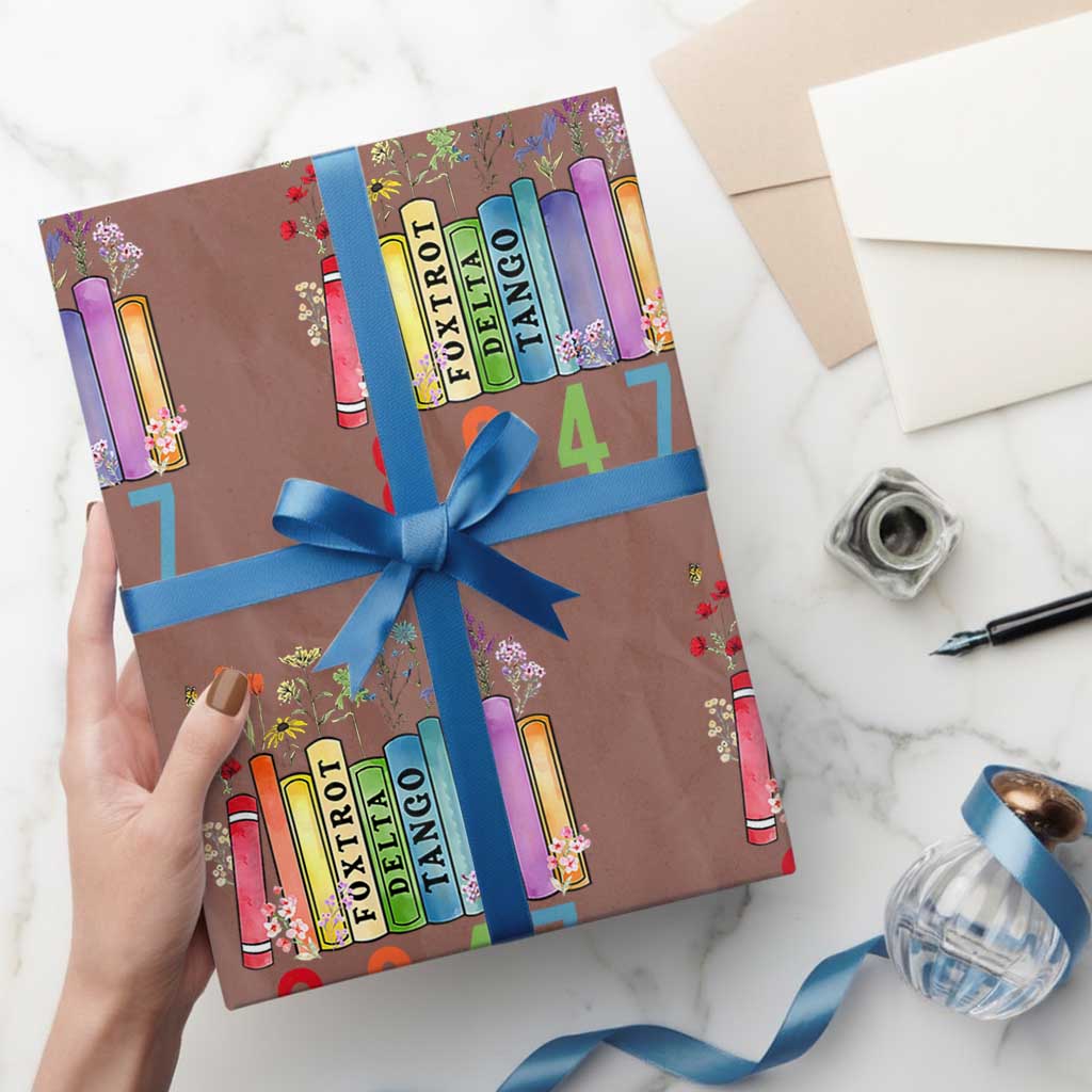 Retro 8647 Wrapping Paper Roll Foxtrots Delta Tangos Book Flower - Wonder Print Shop