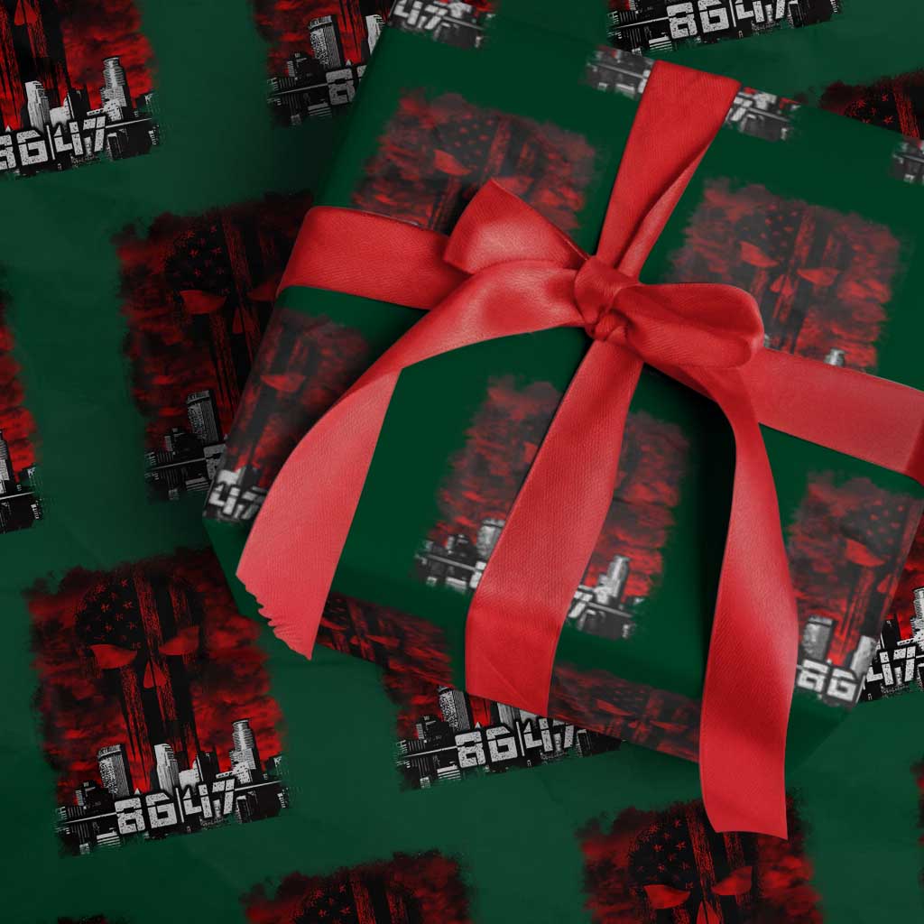 Retro 8647 Wrapping Paper Roll Vintage USA American Flag Skull - Wonder Print Shop