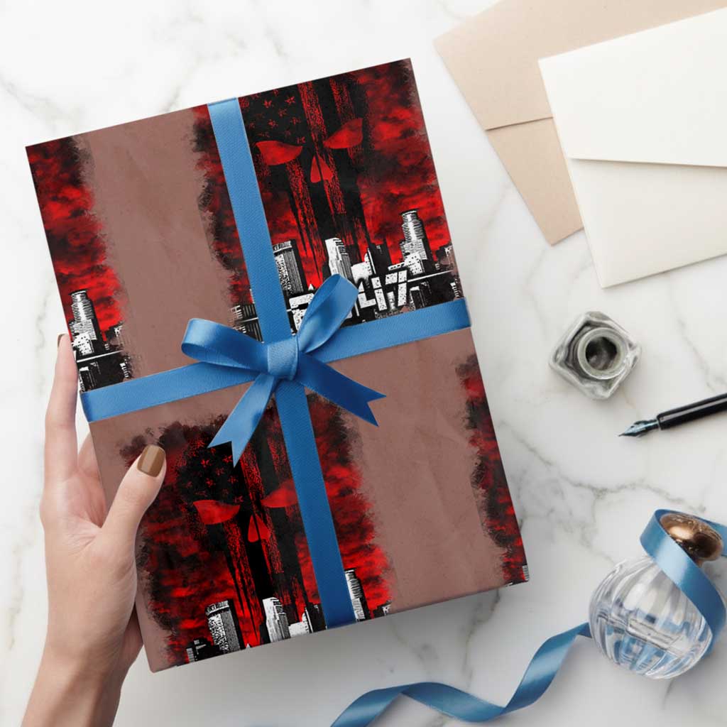 Retro 8647 Wrapping Paper Roll Vintage USA American Flag Skull - Wonder Print Shop