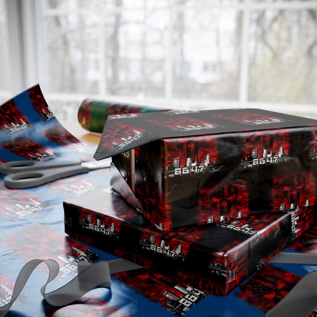 Retro 8647 Wrapping Paper Roll Vintage USA American Flag Skull - Wonder Print Shop