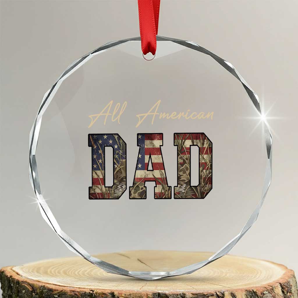 Retro All American Dad Crystal Glass Ornament 4th of July Father's Day