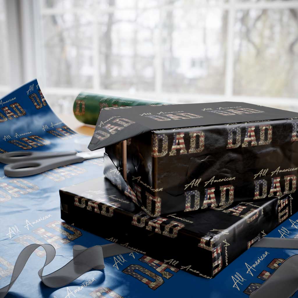 Retro All American Dad Wrapping Paper Roll 4th of July Father's Day