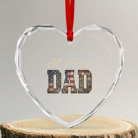 Retro All American Dad Heart Crystal Glass Ornament 4th of July Father's Day