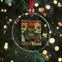 Retro Alligator Alcatraz Crystal Glass Ornament Funny Florida Everglades Dark Humor