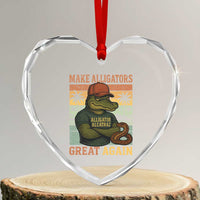 Retro Alligator Alcatraz Heart Crystal Glass Ornament Funny Florida Everglades Dark Humor