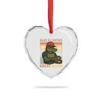 Retro Alligator Alcatraz Heart Crystal Glass Ornament Funny Florida Everglades Dark Humor