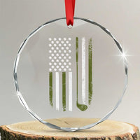 Retro American Flag Golf Crystal Glass Ornament Golfer Funny Golf Club Golfing
