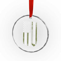 Retro American Flag Golf Crystal Glass Ornament Golfer Funny Golf Club Golfing