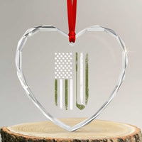 Retro American Flag Golf Heart Crystal Glass Ornament Golfer Funny Golf Club Golfing