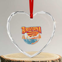 Retro Arizona Fly Fishing River Graphic Heart Crystal Glass Ornament Vintage Angler Outdoor Mountain Adventure Souvenir