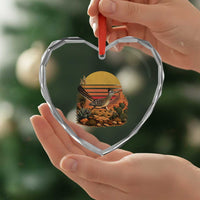 Retro Arizona Roadrunner Desert Sunset Heart Crystal Glass Ornament Southwest Bird Wildlife Nature Lover