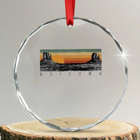 Retro Arizona Sunset Monument Valley Graphic Crystal Glass Ornament Panoramic Desert Red Rocks Landscape Souvenir