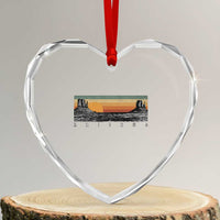 Retro Arizona Sunset Monument Valley Graphic Heart Crystal Glass Ornament Panoramic Desert Red Rocks Landscape Souvenir