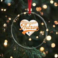 Retro Astro Script Name Crystal Glass Ornament Baseball Heart Vintage Sports Fans
