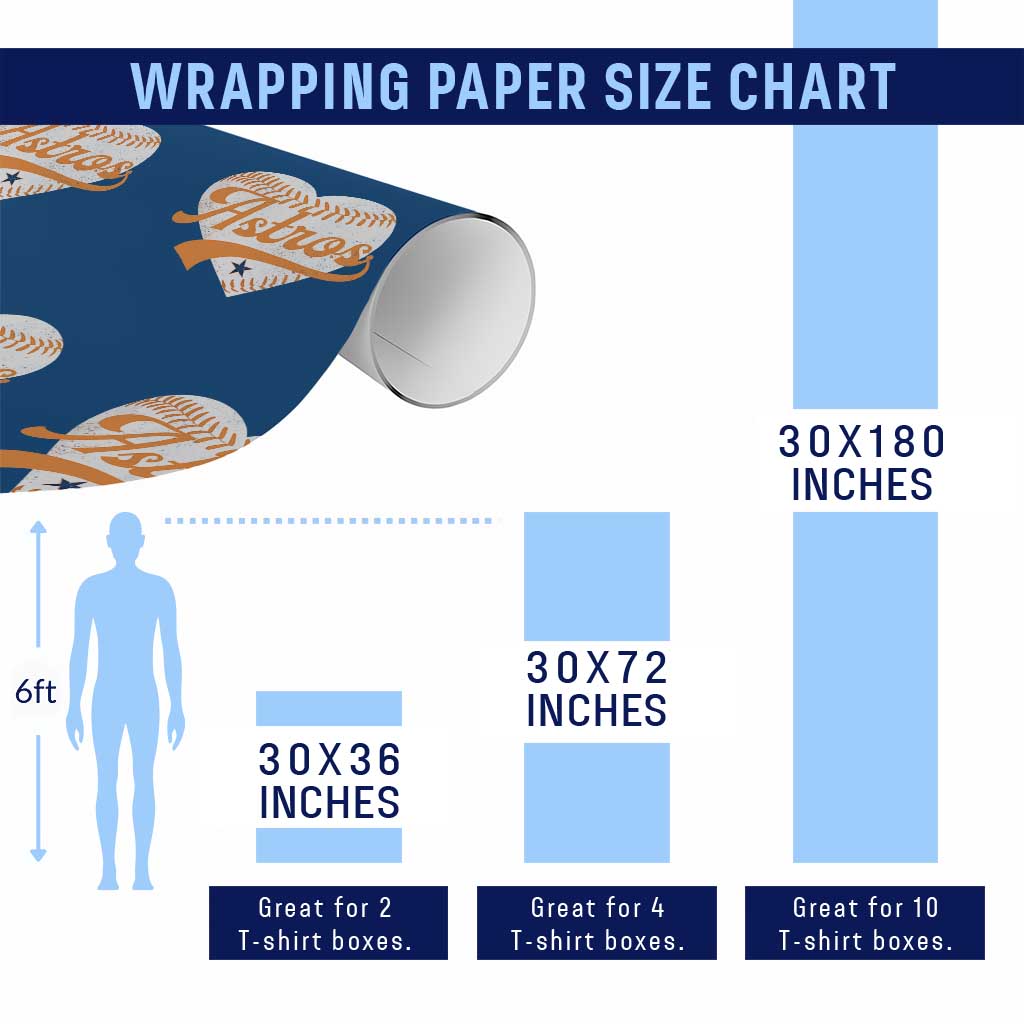 Retro Astro Script Name Wrapping Paper Roll Baseball Heart Vintage Sports Fans