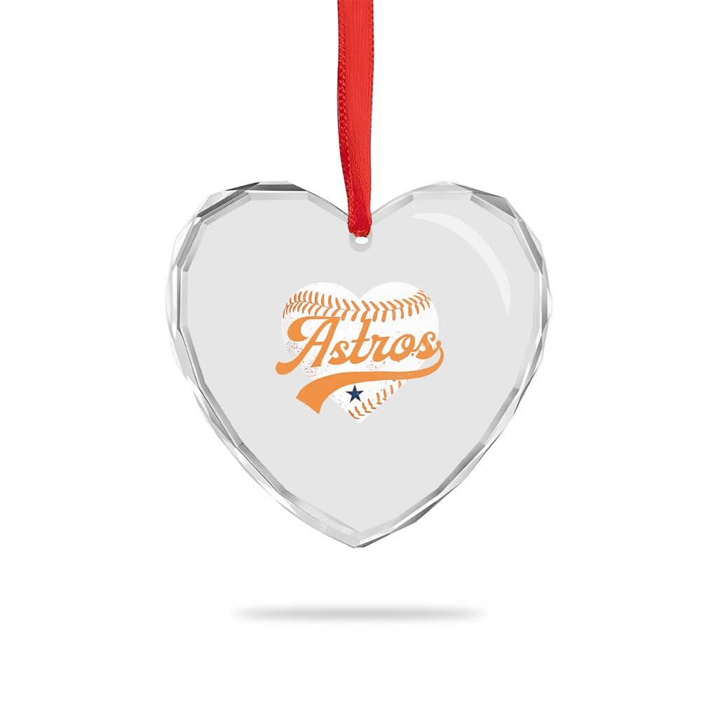 Retro Astro Script Name Heart Crystal Glass Ornament Baseball Heart Vintage Sports Fans