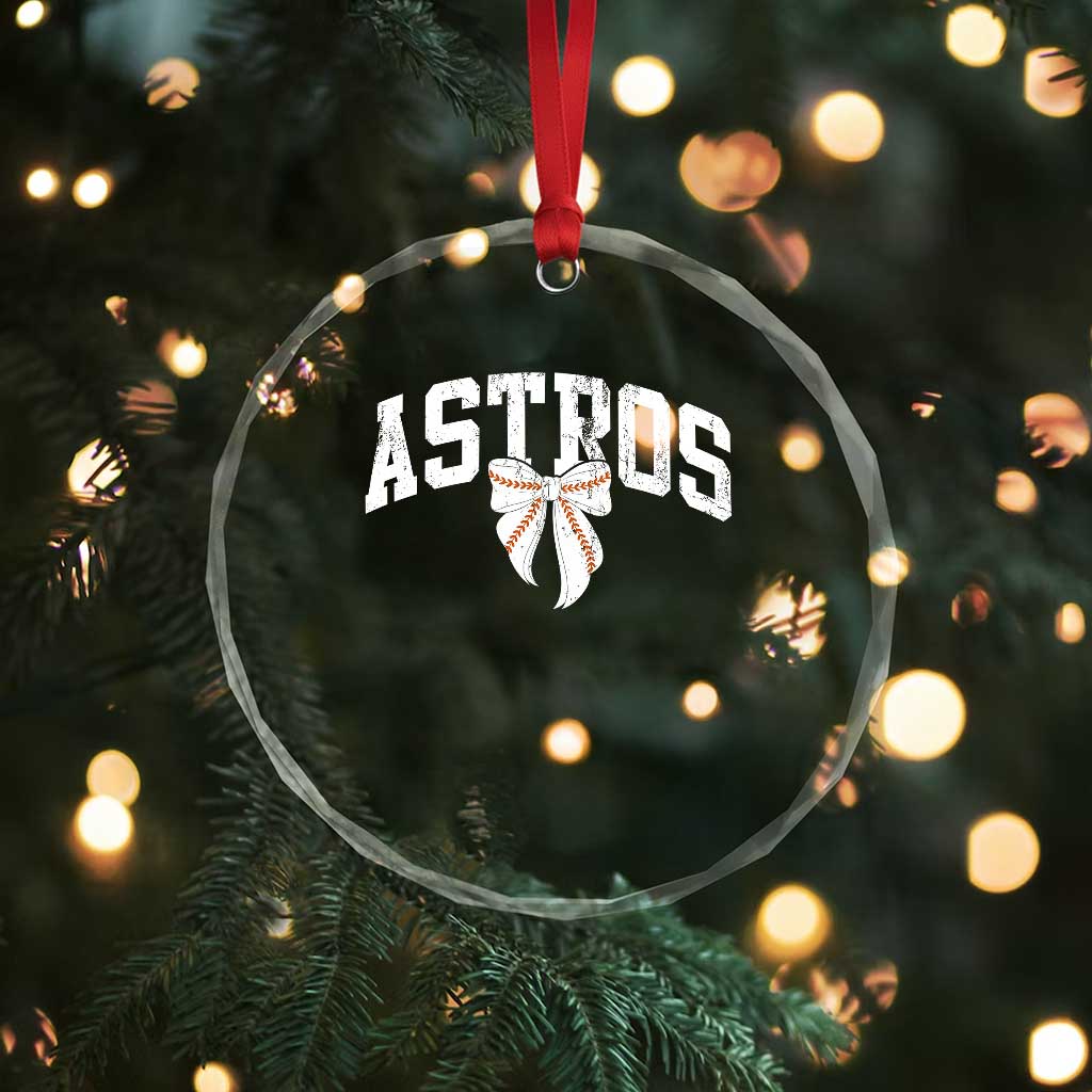 Retro Astro Varsity Name Crystal Glass Ornament Baseball Coquette Bow