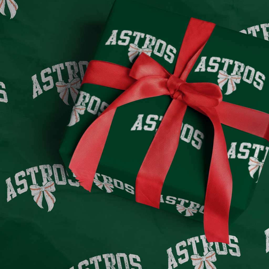 Retro Astro Varsity Name Wrapping Paper Roll Baseball Coquette Bow