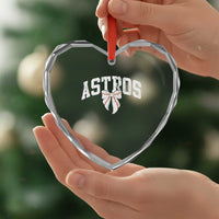 Retro Astro Varsity Name Heart Crystal Glass Ornament Baseball Coquette Bow