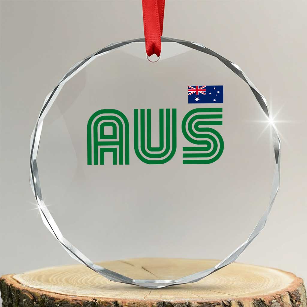 Retro Australia Crystal Glass Ornament AUS Green Australian Flag Country Pride Graphic