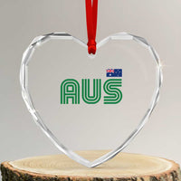 Retro Australia Heart Crystal Glass Ornament AUS Green Australian Flag Country Pride Graphic