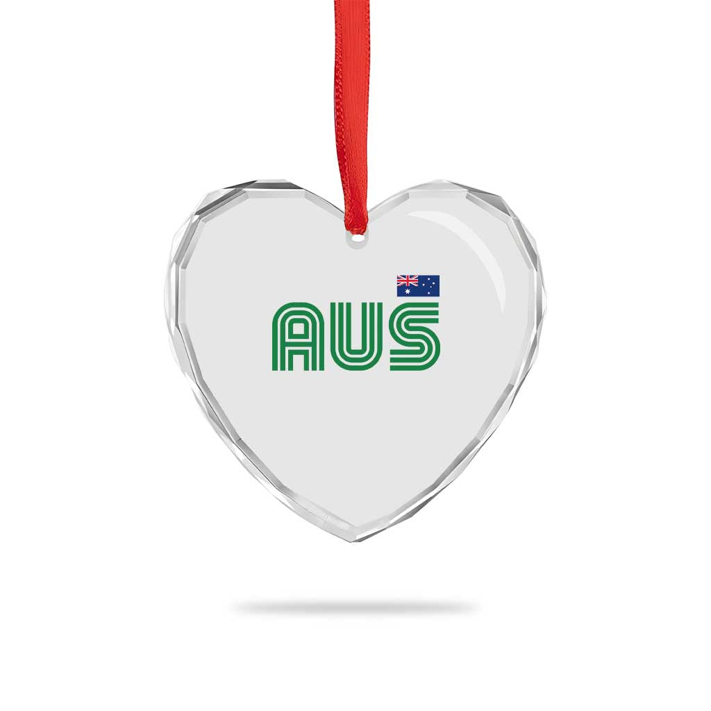 Retro Australia Heart Crystal Glass Ornament AUS Green Australian Flag Country Pride Graphic