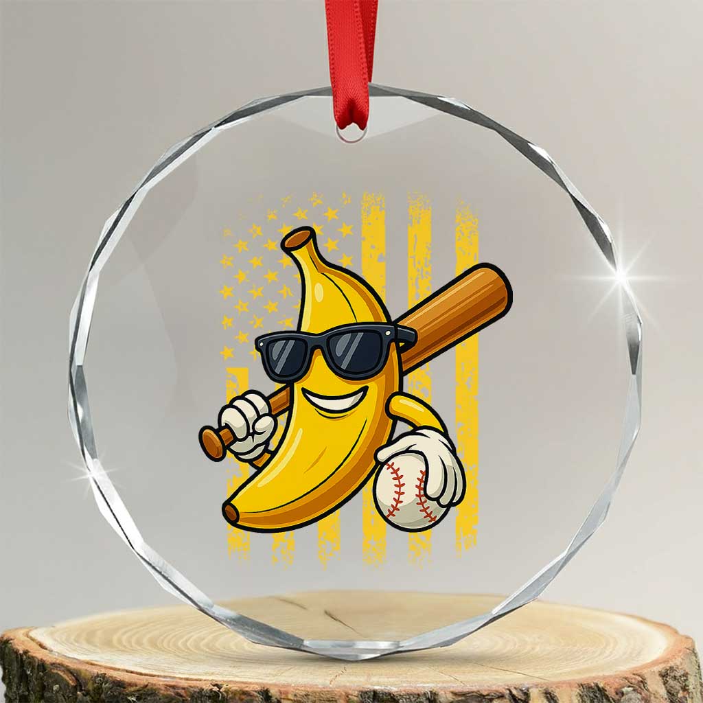 Retro Bananas Crystal Glass Ornament Vintage American Flag Banana Lover - Wonder Print Shop