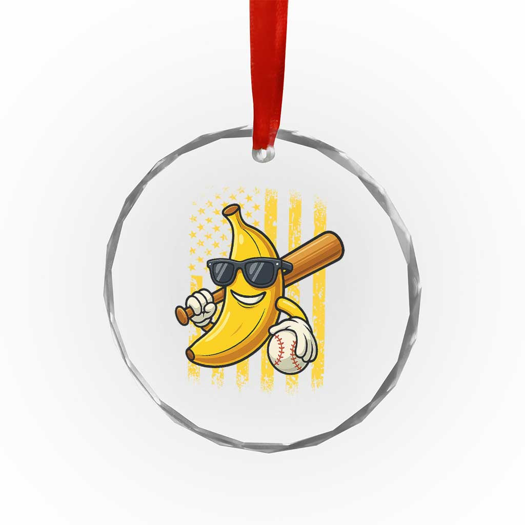 Retro Bananas Crystal Glass Ornament Vintage American Flag Banana Lover - Wonder Print Shop