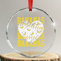 Retro Bananas Crystal Glass Ornament Vintage Baseball Heart Graphic Game Day Gifts