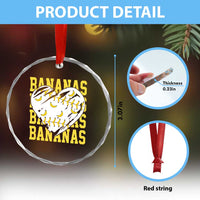 Retro Bananas Crystal Glass Ornament Vintage Baseball Heart Graphic Game Day Gifts