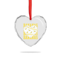 Retro Bananas Heart Crystal Glass Ornament Vintage Baseball Heart Graphic Game Day Gifts