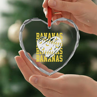Retro Bananas Heart Crystal Glass Ornament Vintage Baseball Heart Graphic Game Day Gifts