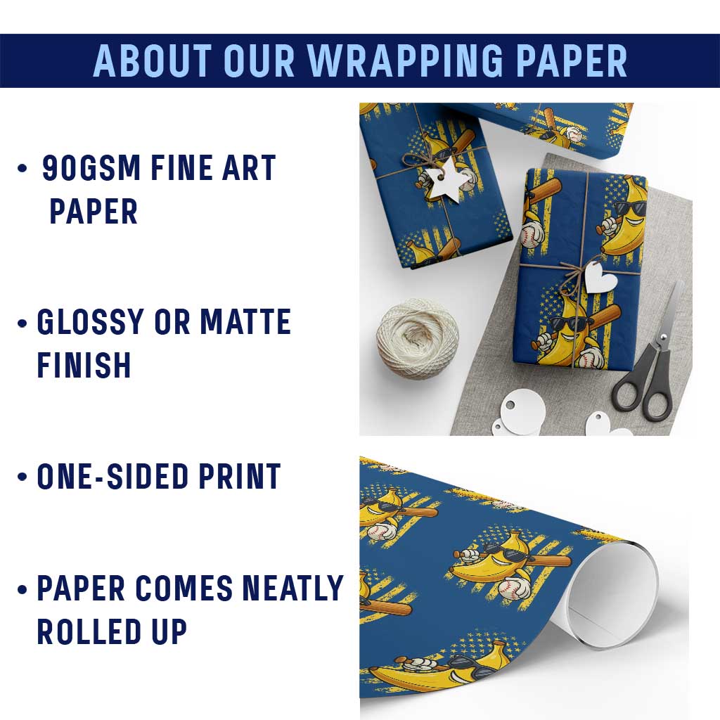 Retro Bananas Wrapping Paper Roll Vintage American Flag Banana Lover - Wonder Print Shop