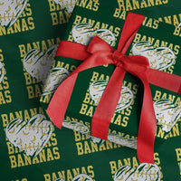 Retro Bananas Wrapping Paper Roll Vintage Baseball Heart Graphic Game Day Gifts
