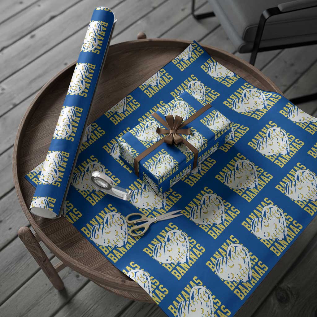 Retro Bananas Wrapping Paper Roll Vintage Baseball Heart Graphic Game Day Gifts