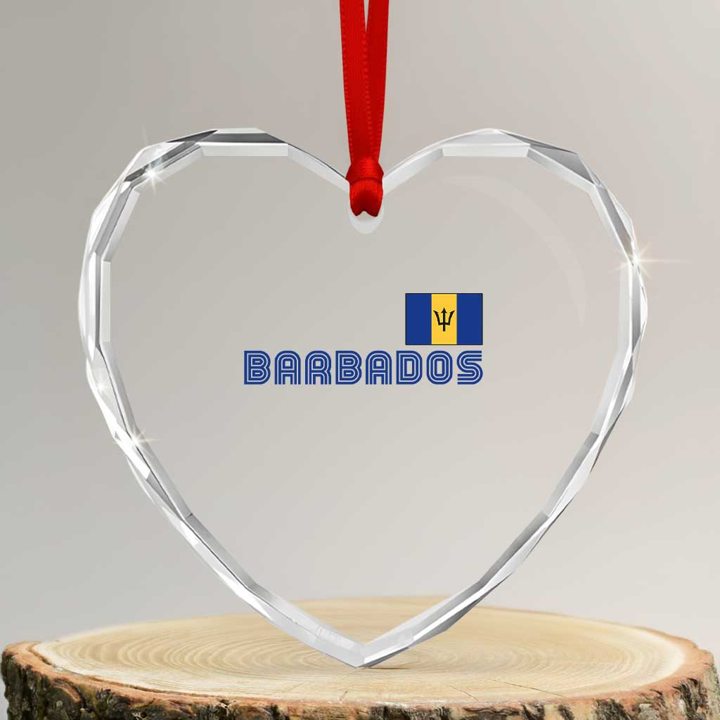 Retro Barbados Heart Crystal Glass Ornament Vintage Barbadian Souvenir Caribbean Island Pride Heritage Gift