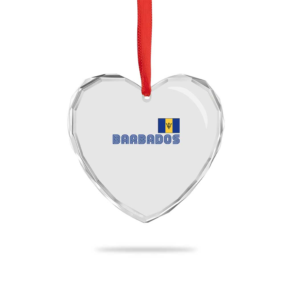 Retro Barbados Heart Crystal Glass Ornament Vintage Barbadian Souvenir Caribbean Island Pride Heritage Gift