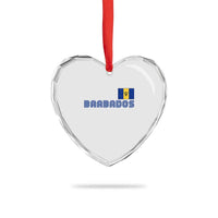 Retro Barbados Heart Crystal Glass Ornament Vintage Barbadian Souvenir Caribbean Island Pride Heritage Gift