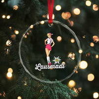 Retro Bavarian Pin Up Girl Lausmadl Crystal Glass Ornament Oktoberfest Edelweiss Flower TS02