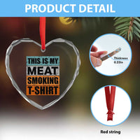 Retro BBQ Smoker This is My Meat Smoking Heart Crystal Glass Ornament - Wonder Print Shop