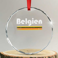 Retro Belgien Belgium Flag Distressed Graphic in German Crystal Glass Ornament Proud Belgian Heritage and Country Roots Pride Gift