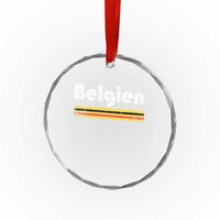 Retro Belgien Belgium Flag Distressed Graphic in German Crystal Glass Ornament Proud Belgian Heritage and Country Roots Pride Gift