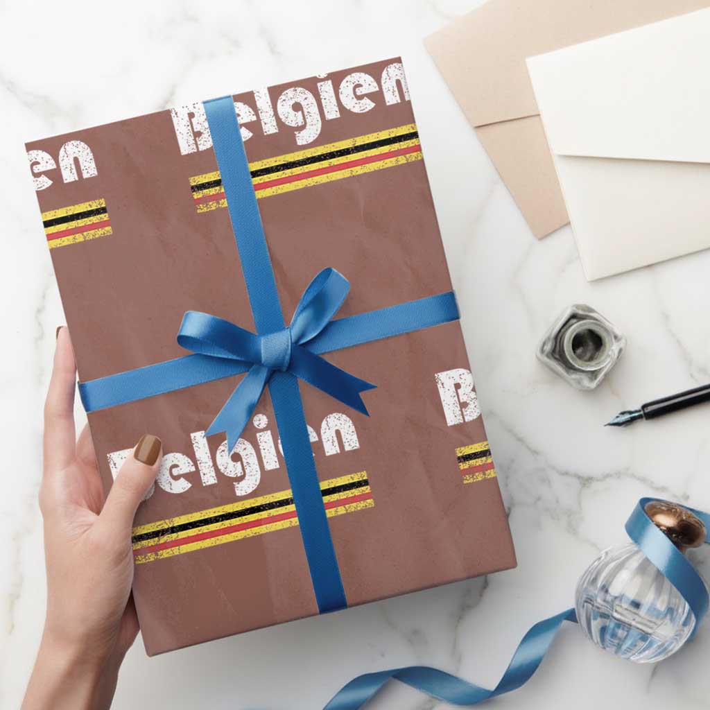 Retro Belgien Belgium Flag Distressed Graphic in German Wrapping Paper Roll Proud Belgian Heritage and Country Roots Pride Gift